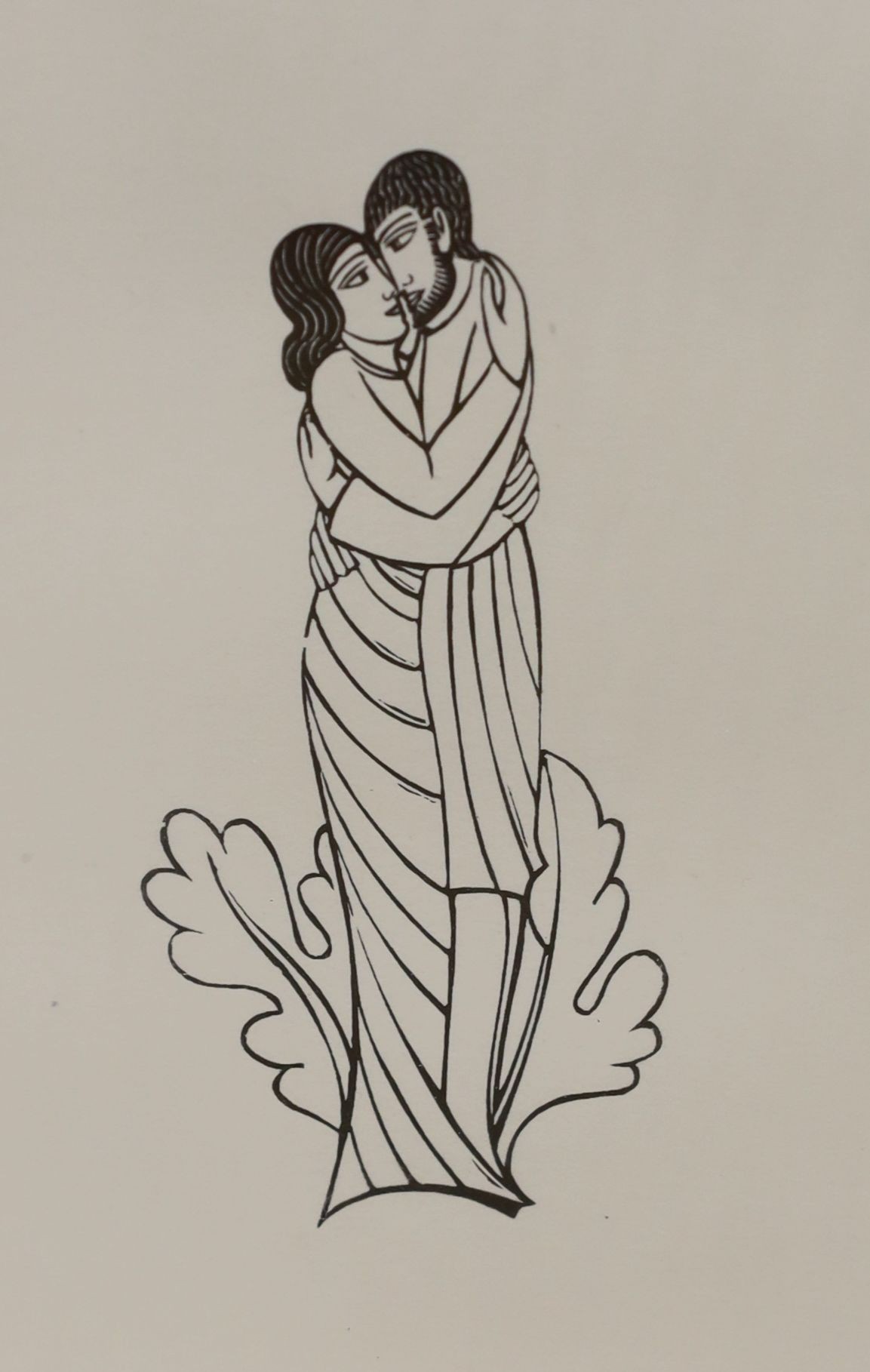 Eric Gill (1882-1940), two engravings, Embracing couple and Bedroom scene, 12.5 x 7.5cm and 16 x 13cm